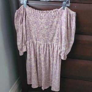 Floral Off-Shoulder Dress in Pink and White